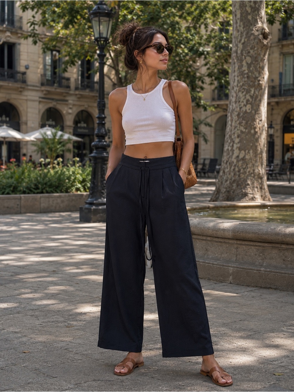 LE17SEPTEMBRE Drawstring pleated Pants in Black Sz 38. P2